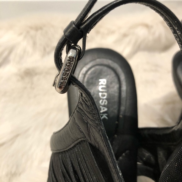 RUDSAK classy black leather heels peep toe - Picture 5 of 7